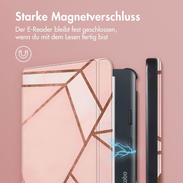 imoshion Design Slim Hard Case Sleepcover mit Stand für das Kobo Libra Colour / Tolino Vision Color - Pink Graphic
