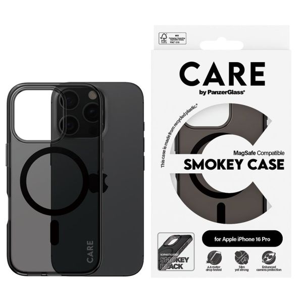 CARE by PanzerGlass Smokey Urban Combat Case MagSafe für das iPhone 16 Pro - Schwarz