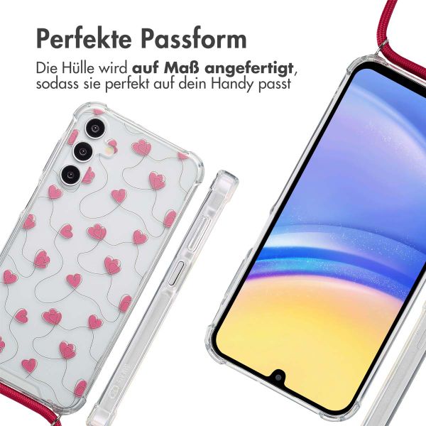 imoshion Design Hülle mit Band Samsung Galaxy A15 (5G) - Dusty Rose Connected Hearts