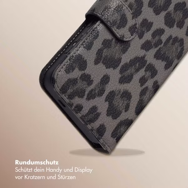 Selencia Sabi Klapphülle mit Leopardenmuster Samsung Galaxy S24 / S25 - Midnight Black