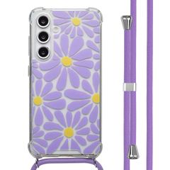 imoshion Design Hülle mit Band Samsung Galaxy S24 FE - Tropical Violet Flowers Connect