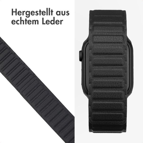 Accezz Magnetisches Echtlederarmband für Apple Watch | 44/45/46/49 mm - Schwarz