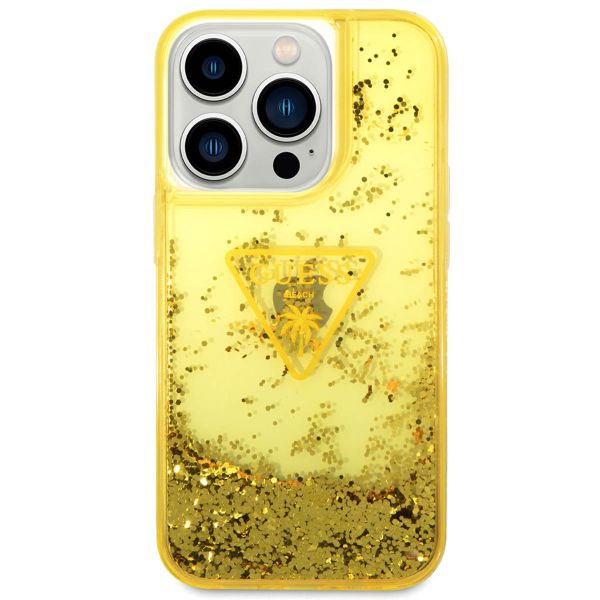 Guess Liquid Glitter Back Cover für das iPhone 14 Pro - Gelb