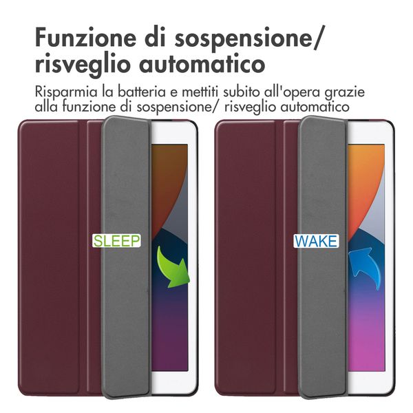 imoshion Trifold Klapphülle Apple iPad 9 (2021) 10.2 Zoll / iPad 8 (2020) 10.2 Zoll / iPad 7 (2019) 10.2 Zoll - Bordeaux