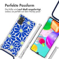 imoshion Design Hülle mit Band Samsung Galaxy A41 - Cobalt Blue Flowers Connect
