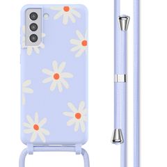 imoshion SilikonHülle design mit Band Samsung Galaxy S21 Plus - Lila Flower Distance