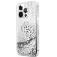 Guess 4G Logo Liquid Glitter Back Cover für das iPhone 13 Pro - Silver