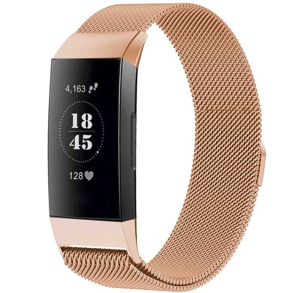 imoshion Mailändische Magnetarmband für das Fitbit Charge 3 / 4 - Größe S - Rose Gold