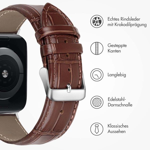 imoshion Leder-Krokodilarmband für die Apple Watch Series 1 bis 9 / SE (38/40/41 mm) | Series 10 (42 mm) - Braun