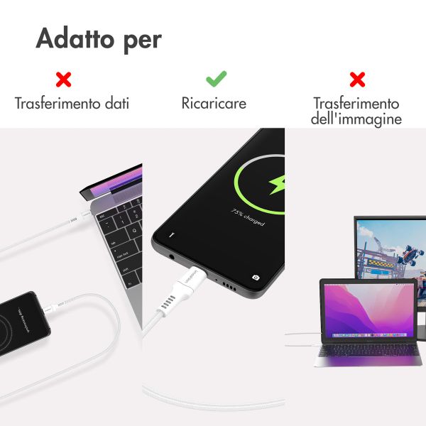 imoshion ﻿Lightning- auf USB-C-Kabel – nicht MFi-zertifiziert – Geflochtenes Gewebe – 1 m – Weiß
