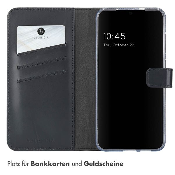 Selencia Echtleder Klapphülle Samsung Galaxy S25 - Schwarz