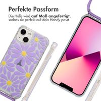 imoshion Design Hülle mit Band Apple iPhone 13 - Tropical Violet Flowers Connect
