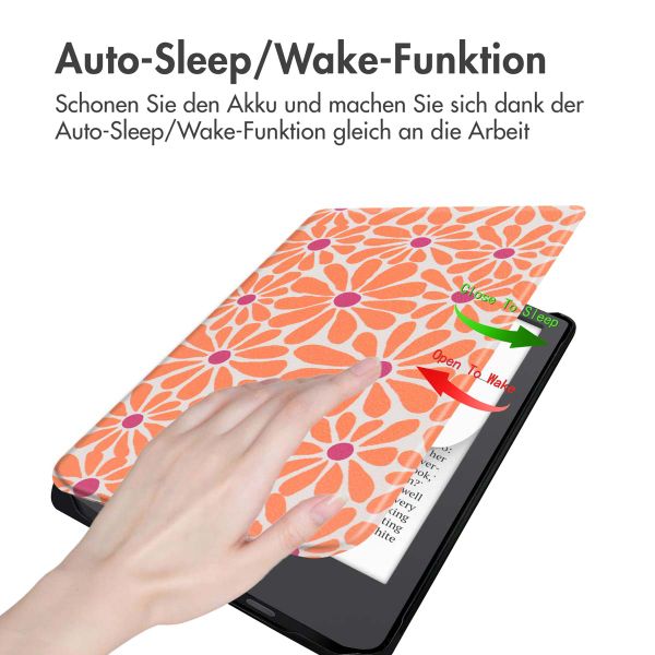 imoshion Design Slim Hard Case Klapphülle Pocketbook Verse Lite - Orange Flowers Connect