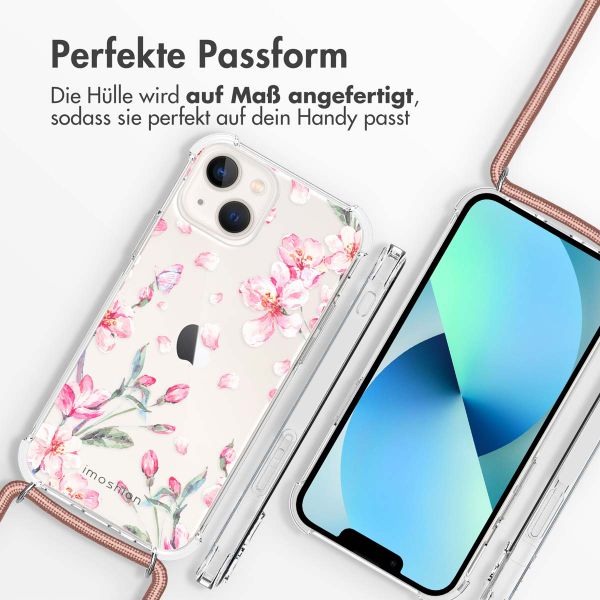 imoshion Design Hülle mit Band für das iPhone 13 - Blossom Watercolor