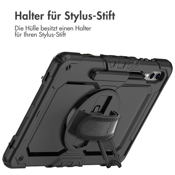 Accezz Robustes Back Cover mit Schultergurt für das Samsung Galaxy Tab S9 Plus 12.4 Zoll - Schwarz