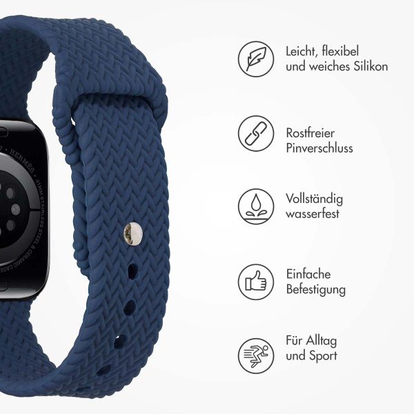 imoshion Geflochtenes Silikonarmband für das  Apple Watch Series 1 t/m 9 / SE (38/40/41 mm) | Series 10 / 11 (42 mm) - Dunkelblau