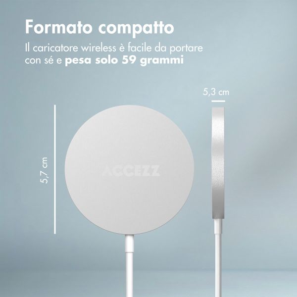 Accezz Wireless Charger USB-C - Drahtloses MagSafe und Qi2-Ladegerät - 1 Meter - Weiß