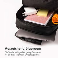 Accezz Leather Laptop Rucksack 16 Zoll - Schwarz