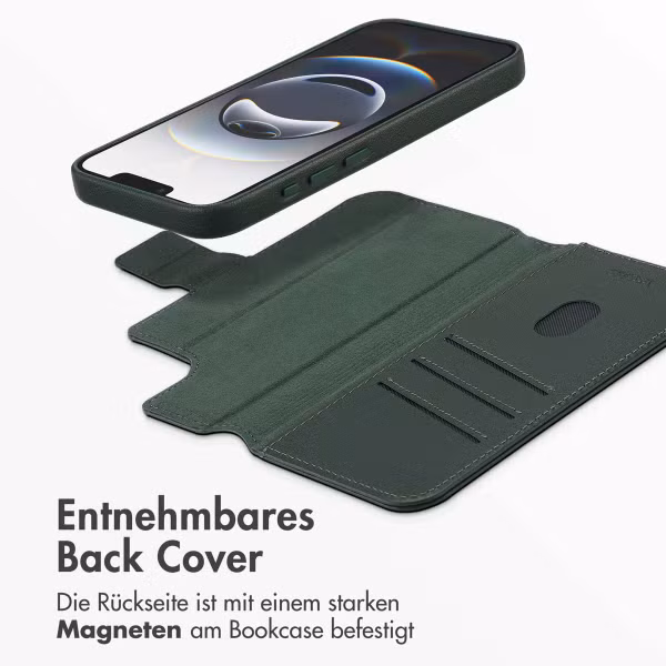 Accezz 2-in-1 Klapphülle aus Leder mit MagSafe Apple iPhone 16e - Cedar Green