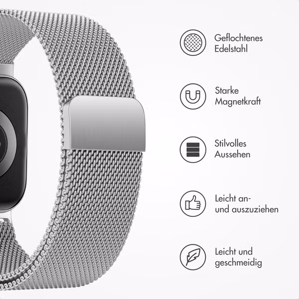 imoshion Magnetisches Milanaise Armband für Xiaomi Smart Band 9 / 8 Pro / Redmi Watch 6 / 5 / 4 - Silber