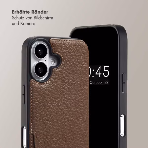 Selencia Nova HandyHülle mit Kordel und Kartenhalter Apple iPhone 16 - Mocha Brown