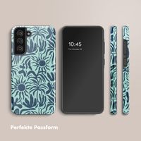 Selencia Vivid Tough Back Cover für das Samsung Galaxy S21 FE - Tropical Vibes Light Blue