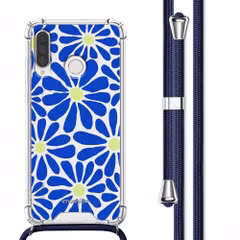 imoshion Design Hülle mit Band Huawei P30 Lite - Cobalt Blue Flowers Connect