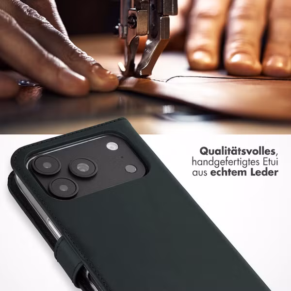 Selencia Echtleder Klapphülle Apple iPhone 18 Pro / 17 Pro - Grün