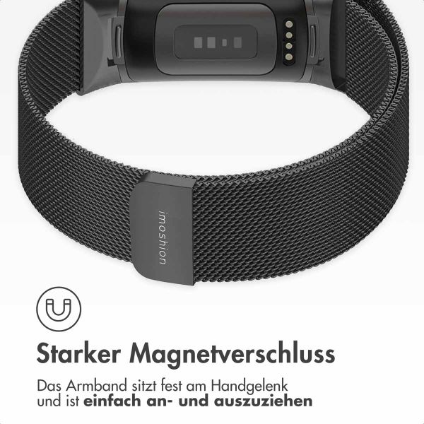 imoshion Magnetisches Milanaise Armband für das  Fitbit Charge 5 - Größe M - Schwarz