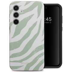 Selencia Vivid Tough Back Cover für das Samsung Galaxy A55 - Colorful Zebra Sage Green