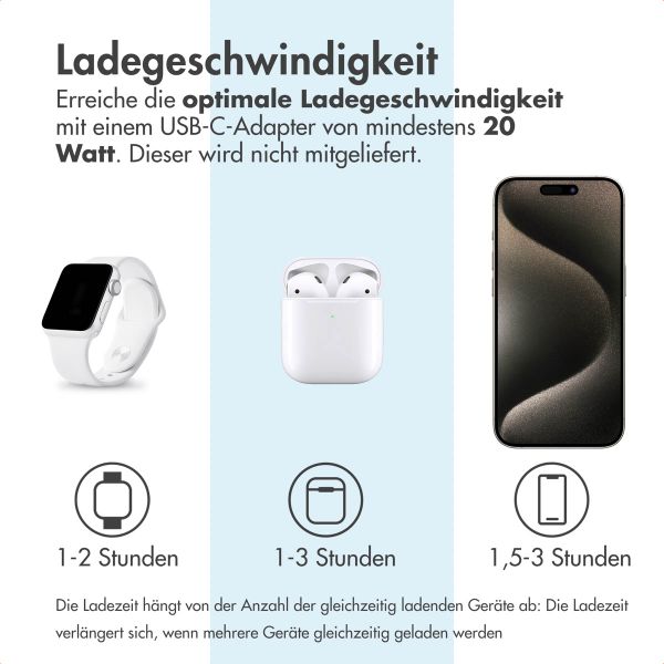 Accezz 3-in-1 Faltbares Kabelloses MagSafe Ladegerät - 20 Watt - Schwarz