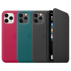 Apple 3 Pack Leather Folio Klapphülle für das Apple iPhone 11 Pro - Red Raspberry + Peacock + Black