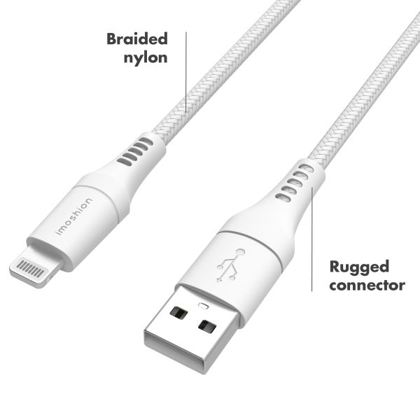 imoshion MFI-zertifiziertes Lightning- auf USB-Kabel - Geflochtenes Gewebe - 3 m - Weiß