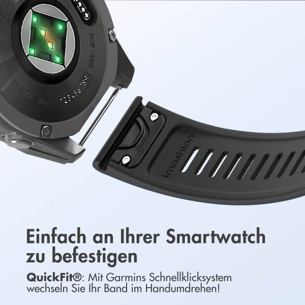 imoshion QuickFit® Silikonarmband Stripe für die Garmin Watch | 22 mm Anschluss - Schwarz