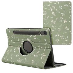 imoshion 360° drehbare Design Klapphülle Samsung Galaxy Tab S9 FE - Green Flowers