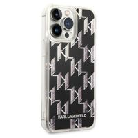 Karl Lagerfeld Liquid Glitter Cover Monogram für das iPhone 14 Pro Max - Schwarz