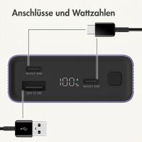 imoshion Ultra Series Aluminium Powerbank 20.000 mAh - Schnellladen bis 33W - Tropical Violet