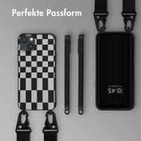 Selencia Silikonhülle design mit abnehmbarem Band für das iPhone 14 Plus - Irregular Check Black