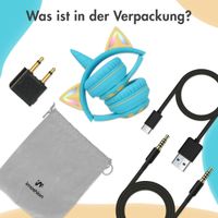 imoshion Kids Unicorn LED Light Bluetooth Kopfhörer - Kinderkopfhörer mit Dezibelbegrenzer - Drahtloser Kopfhörer + AUX-Kabel - Soft Blue / Yellow