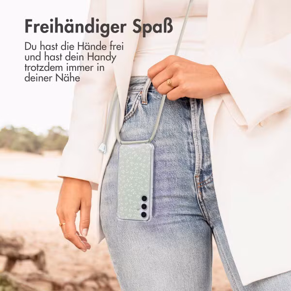 imoshion Design Hülle mit Band Samsung Galaxy A55 - Smoke Green Flowers