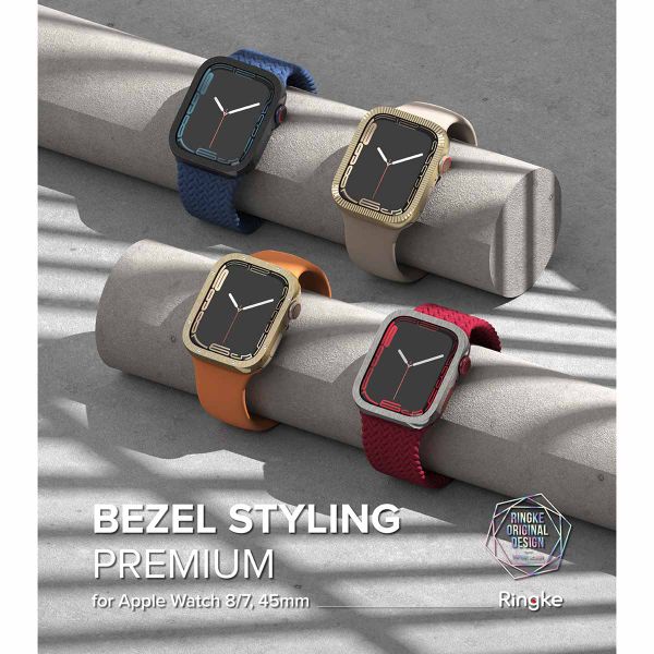 Ringke Bezel Styling für die Apple Watch Series 7 / 8 / 9 - 45 mm - Matte Curve Gold