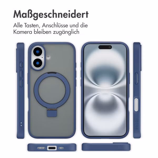 Accezz Ring Stand Backcover mit MagSafe iPhone 16 - Blau
