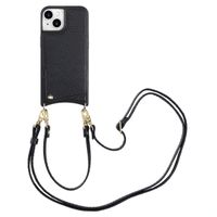 Selencia Nova HandyHülle mit Kordel und Kartenhalter Apple iPhone 15 - Schwarz