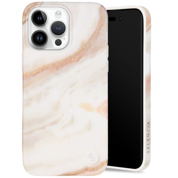 Selencia Aurora Fashion Back Case für das iPhone 14 Pro Max - ﻿Strapazierfähige Hülle - 100 % recycelt - Weißer Marmor