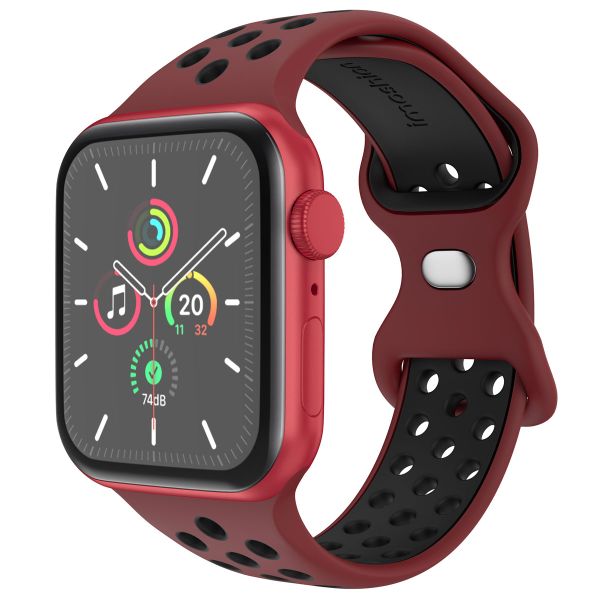 imoshion Sportarmband⁺ für die Apple Watch Series 1 bis 9 / SE (38/40/41 mm) | Series 10 (42 mm) - Größe M/L - Wine Red & Black