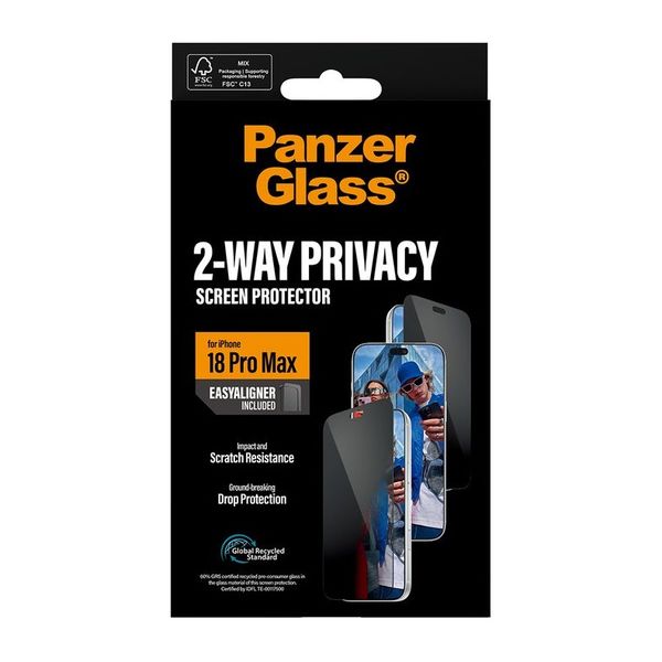 PanzerGlass Ultra Wide Fit Antibakterieller Screen Protector mit Sichtschutz inkl. Applikator Apple iPhone 18 Pro Max