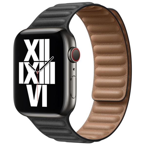 Apple Leather Link für die Apple Watch Series 1 bis 10 / SE / Ultra (2) (44/45/46/49 mm) - Größe S - Schwarz