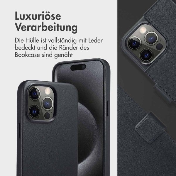 Accezz 2-in-1 Klapphülle aus Leder mit MagSafe für das iPhone 15 Pro Max - Onyx Black