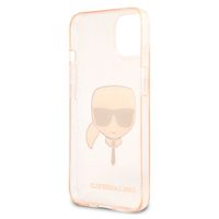 Karl Lagerfeld Karl's Head Silikonhülle Glitter für das iPhone 13 Mini - Transparent Gold