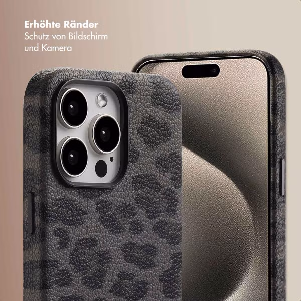 Selencia Sabi Backcover Leopardenmuster mit MagSafe Apple iPhone 15 Pro Max - Midnight Black